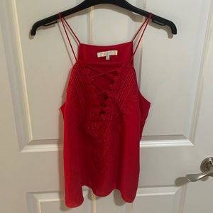 Wayf tank top, lace detail, red, size medium
